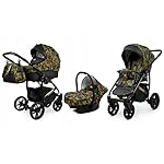 BabyLux® Kinderwagen Set 4 in 1 - Miracle - incl. Babywanne, Buggy Sportsitz, Auto-Babyschale, ISOFIX-Basisstation - Autositz - Kinderwagenset - Kombikinderwagen mit Wickeltasche usw.