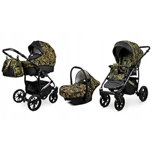BabyLux® Kinderwagen Set 4 in 1 - Miracle - incl. Babywanne, Buggy Sportsitz, Auto-Babyschale, ISOFIX-Basisstation - Autositz - Kinderwagenset - Kombikinderwagen mit Wickeltasche usw.