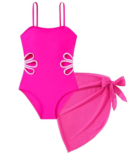 Image of Girls One Piece Swimsuit Bathing Suit with Cover Up Size 7-16