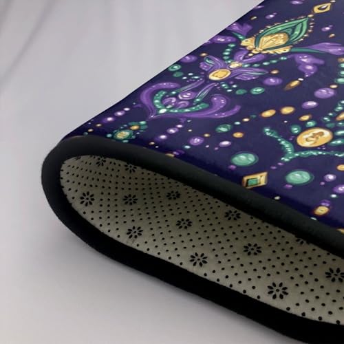 Tapis doux grand format lavable pour salon avec imprimé Mardi Gras