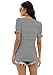 WIHOLL Summer Outfits for Women 2024 Tops Fashion Tunic Business Dressy Casual Short Puff Sleeve Basic Teacher Shirts Black & White Stripe XL