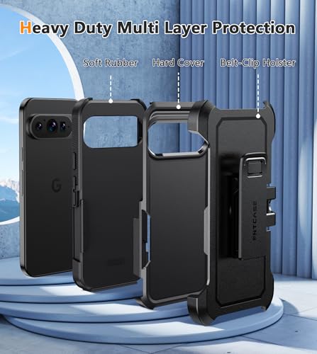 Coque Google Pixel 9 Pro double couche robuste avec attache ceinture