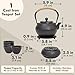Juvale Tea Kettle Stovetop Japanese Cast Iron Tetsubin - 40 oz, Black - Cast Iron Tea Set & Teapot with Loose Leaf Infuser, Warmer & 4 Cups, Trivet