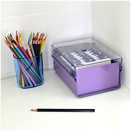 Fichário para Fichas Tamanho 3x5 (Índice Incluso), Acrimet, 921.9 Lilás com Tampa Cristal