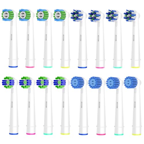 16er Aufsteckbürsten Kompatibel Mit Oral B Elektrische Zahnbürste - Precision Cross 3D Whitening und Sensitive Clean