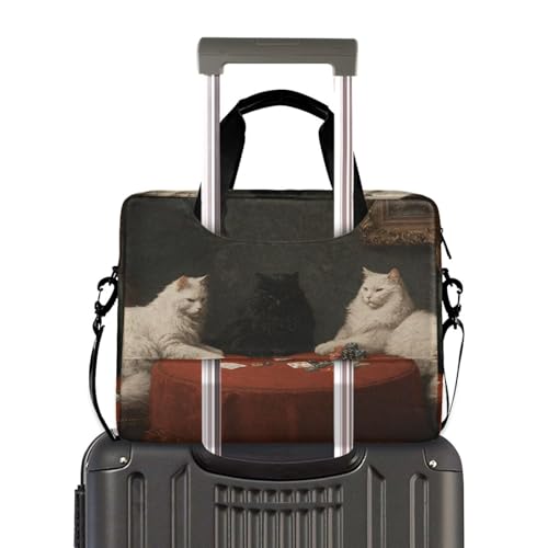 Maletín para laptop con diseño de gatos y múltiples bolsillos miniatura 3
