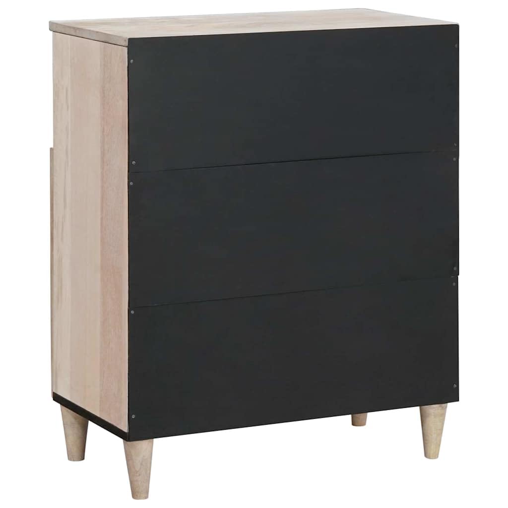 Buffet Blanc Meuble de Rangement Salon Bas, Enfilade en Bois de Manguier Massif, Commode d'Appoint avec 2 Portes pour Cuisine et Entrée, Dimensions 33,5 x 60 x 75 cm