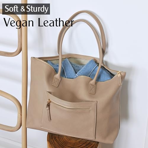 Vegan Leather Tote with Sleeve