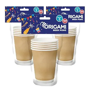 Origami Disposable & Leakproof Party Paper Cups | Eco Friendly & Biodegradable Glass | Ideal for Home, Office & Travel Pack of 3 (15 Pcs) 350 ml
