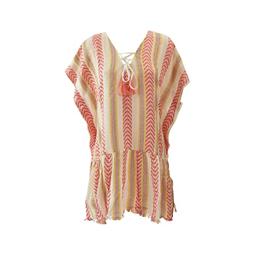 NF NITZSCHE fashion - Strandkleid für Damen - schönes Sommerkleid - Bikini Cover-Up - Strandponcho mit Muster - V-Ausschnitt - Größen: S/M und L/XL (S/M) Cover