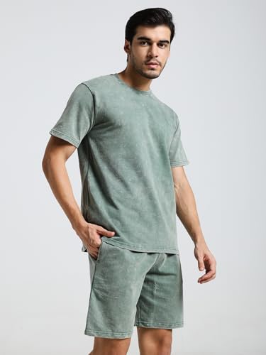 Image of Vogaan Men's Cotton Short Sleeve Tracksuit Summer T Shirt & Shorts Set with 2 Pockets || Casual Co-ord Sets