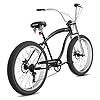Tracer Avalon 26 & 29 Inch Beach Cruiser Bike for Adult Men & Women, 1/7-Speed Disc Brake 3.0 Fat tire Low Step-Through Frame Hybrid Bike (GT Fork-7speed(with disc Brake), 29" Black) #2
