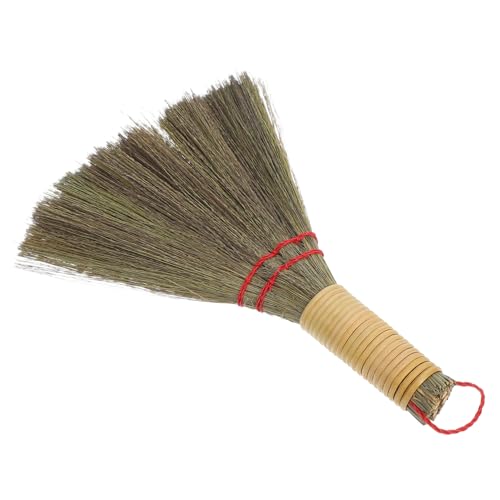 Holibanna Scopa Piccola Portatile in Paglia Naturale per Pulizia Desktop Spazzola Robusta e Leggera Manico Corto per Polvere e Uso Quotidiano