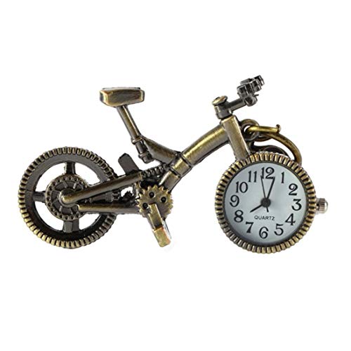 Formulaone Moda Vintage Bronce Color Bicicleta Llavero Reloj Cuarzo Bolsillo Colgante Reloj Collar suéter Llavero estacionario-Bronce