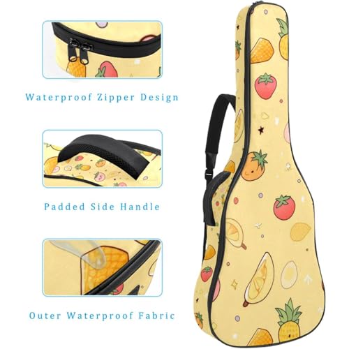 Housse de transport guitare acoustique imperméable 40 pouces multipoche jaune