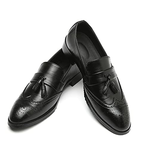 Image of Julymens Men's Handsome Slip-on Tassel Brogues Faux Leather Dress Shoes