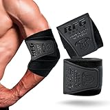 RFG Elbow Wraps for Weightlifting, 40” Adjustable Gym Strap, Premium Cotton, Elastic Blend & Anti Sweat Material - Elbow Brace for Powerlifting, Deadlifts, Pair (Jet Black, 40 inches)