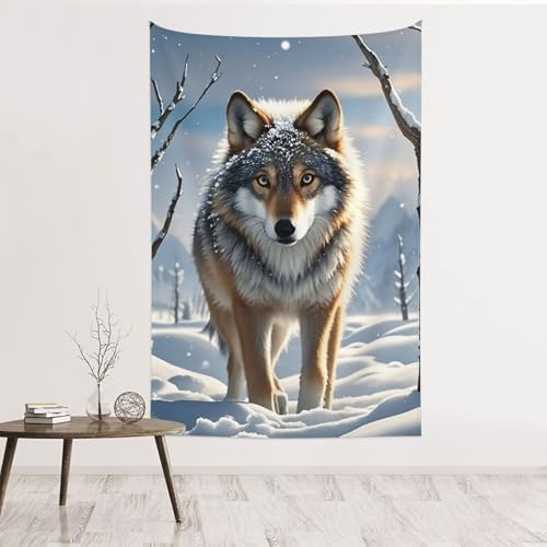 Tapisserie loup d'hiver pour réchauffer l'ambiance du salon