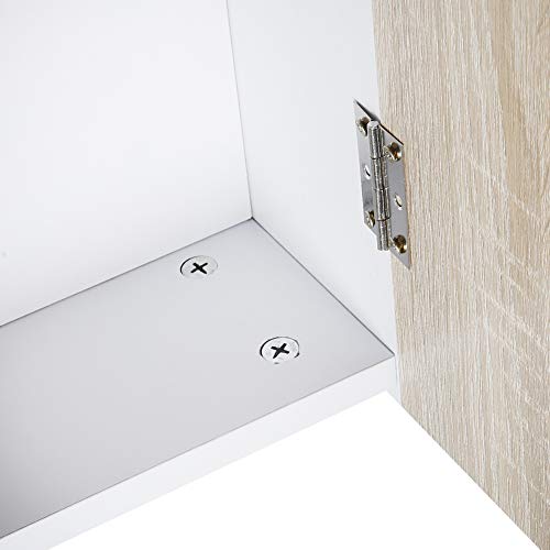 HUOLE Esstisch, Klapptisch mit Rollen, Schreibtisch, Beistelltisch, Tisch mit Ablagefläche für Esszimmer, Holz,103 * 76 * 73,4 cm (Weiß + Eichenfarbe)