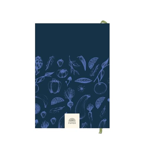 Papier Recipe Journal - Harvest, Navy, 8.46\" L x 6.02\" W, Hardback | Preserve Family Traditions | Silk Finish | Well Organised and Durable | Space for Cooking Hints & Tips