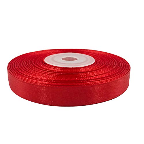 Image of Solid Color Double Faced Red Satin Ribbon 1 /2 inch X 25 Yards, Ribbons Perfect for Crafts, Wedding Decor, Bows Bouquet, Sewing, Christmas Gift Wrapping