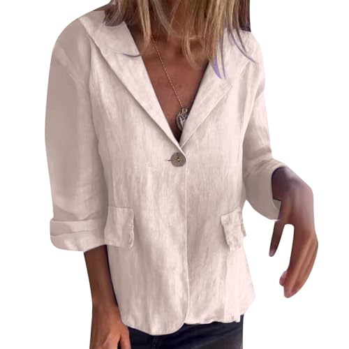 Linen Blazer Women Lightweight Suit Jackets Womens Summer Blazers Dressy Casual Work Jacket with Pockets