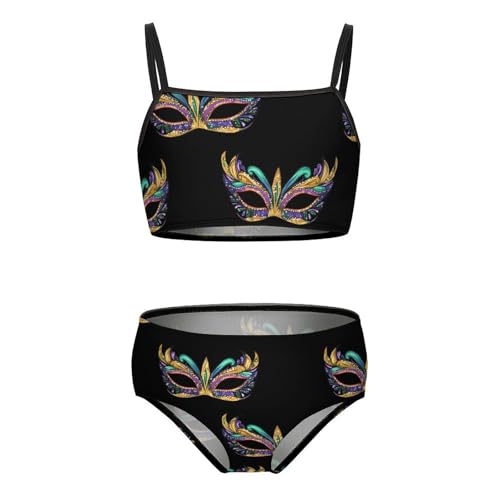 Mardi and Gras Mask Girls Swimsuits Two Piece Bikini Sets Beach Sport Swimwear Bathing Suit