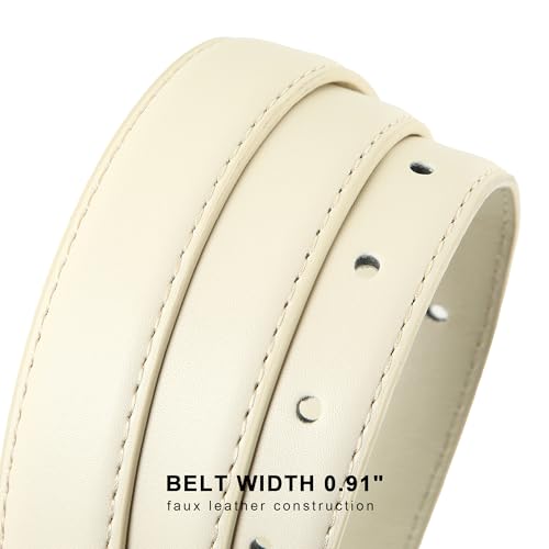 Earnda Women Belt for Jeans Pants Vintage Ladies Skinny Faux Leather Waist Belt with Gold/Silver Buckle4