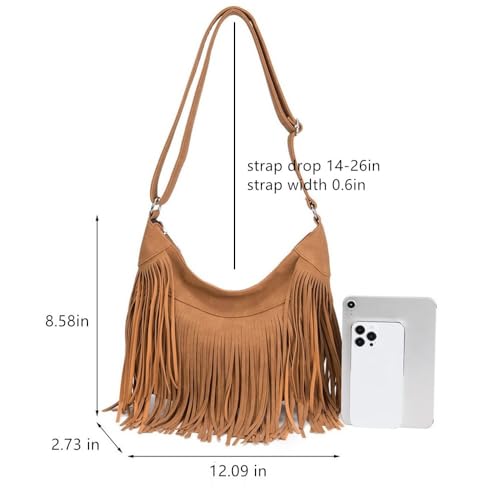 Faux Suede Fringe Crossbody Bag Western Bohemian Purses and Handbags for Women2