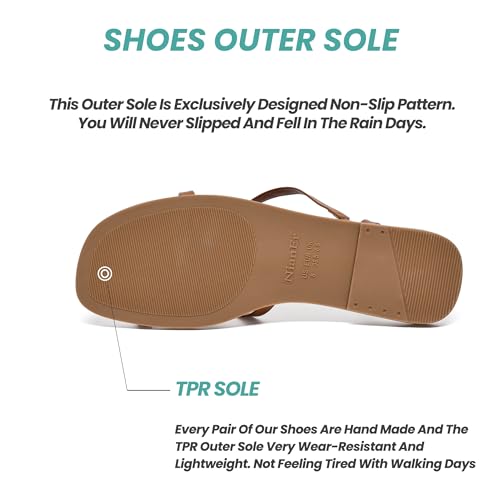 Image of NianEr Womens Microfiber Leather Memory Foam H Sandals Summer Shoes Slides | Flat, Comfortable, Slip On, Dressy, Dress, Beach, Vacation, Designer, Comfy, Casual, Bridal, Church, Boho, Office, Work