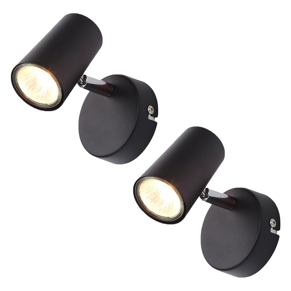 LITECRAFT Chobham Adjustable Wall or Ceiling Spotlight - (Black, 2 Pack)