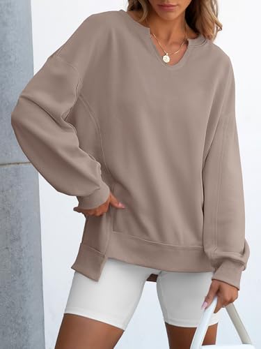 ANRABESS Women's Oversized Sweatshirts Long Sleeve Tunic Shirts V Neck Loose Pullover Tops 2026 Spring Teen Girls Outfit - Image 3