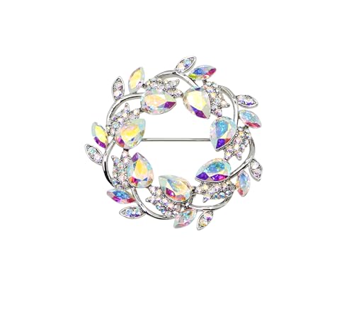 Image of Faship Gorgeous Rhinestone Crystal Floral Wreath Brooch Pin