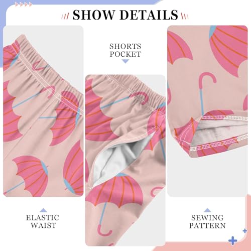 ZZKKO Umbrellas Cute Cartoon Pink Boys Pants for Kids Jogger Pants with Pockets S-XL4