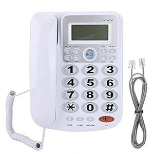 Vaste telefoon, LCD-scherm Antwoordapparaat Vaste telefoon met twee poorten voor thuis, hotel, bedrijf, kantoor(white)