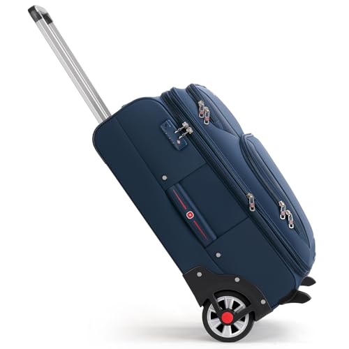 Laduga Softside Expandable Luggage with Large Steel Wheels Checked-Luggage Suicase (Blue, 25-Inch)