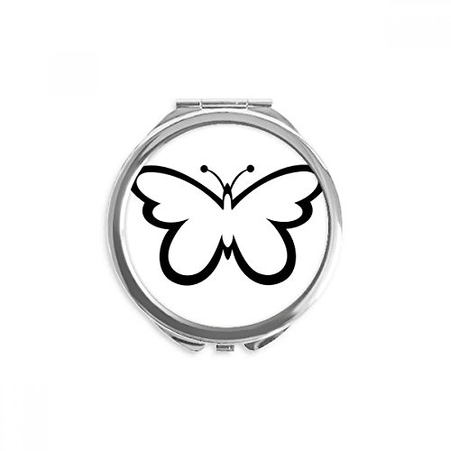 Miroir papillon noir de poche rond pour retouches maquillage portatives