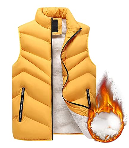 Men's Warm Stand Collar Full Zip Fleece Jacket Sleeveless Padded Down Puffer Vest Coats Outdoor,XS-2XL2