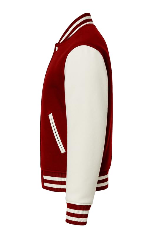 Image of Koverify Cotton Blend Standard Length Long Sleeves Winter Wear Solid Varsity Jacket For Men