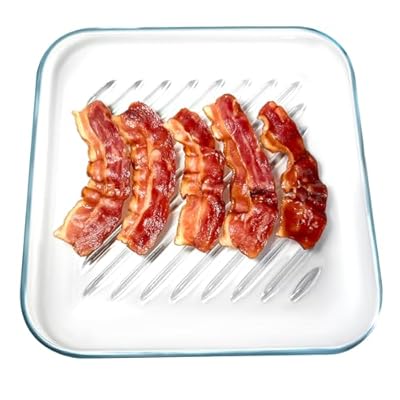 HoPliGhe Microwave Bacon Cooker, Square Glass M...