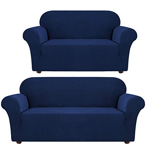 Turquoize Sofa Slipcover Bundle with Loveseat Cover Couch Covers 1 Piece Sofa Covers for 3 Cushion Couch Furniture Protector Navy