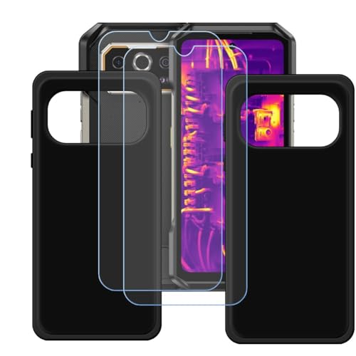 BMPNLSZ �K�pUlefone Armor 27T Pro+�p�̔ėp[2�p�b�N]�u���b�N�V�F��+[2�p�b�N]HD�����K���X�A�V���J�Q���V�F��TPU�ɂ��o�b�N�V�F��-�K�pUlefone Armor 27T Pro+�p��ی삷��X�N���C�u�h�~�ی��(6,