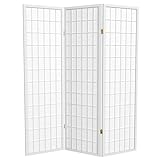 Red Lantern 5 ft. Tall Window Pane Shoji Screen - White - 3 Panels