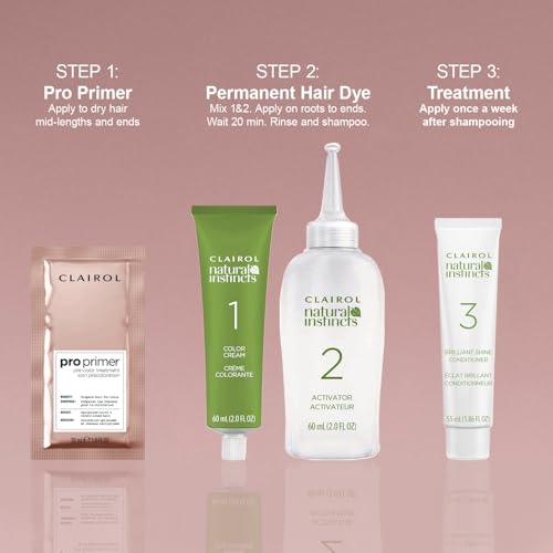 Image of Clairol Pro Primer Pre-Color Treatment & Natural Instincts Demi-Permanent Hair Dye, 2 Black Hair Color, Pack of 3 | Smooths & Preps Hair for Better Results | Vegan Formula & Ammonia Free