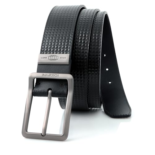 Ceinture EDC homme ColdFire en cuir noir pyramide taille 80 cm de fabrication UE
