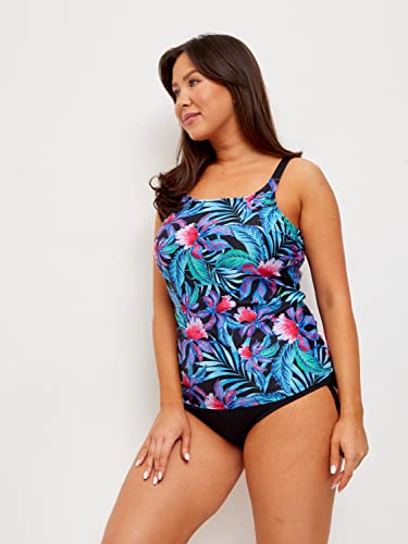 Red Peony Women Mastectomy Pocketed Tankini Two-Piece Swimsuit3