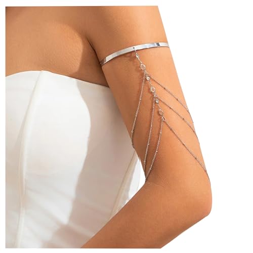 Simple Crystal Bead Tassel Upper Arm Chain Bracelet Multi-layered Bikini Armlet Rhinestone Adjustable Open Arm Cuff Bangle Bracelets Summer Beach Body Jewelry for Women2