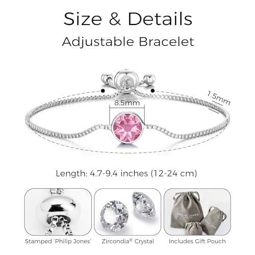 Philip Jones October (Tourmaline) Birthstone Bracelet Created with Zircondia® Crystals - Image 5
