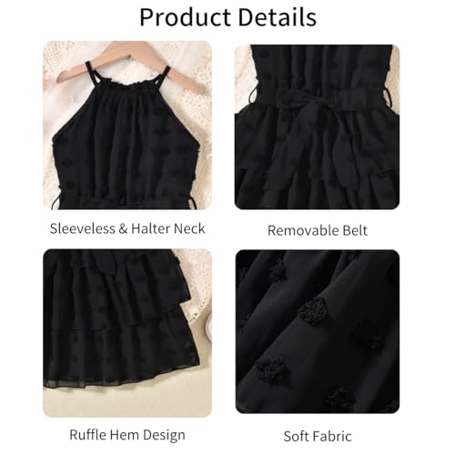 Little Girls Summer Adjustable Halter Neck Dress Sleeveless Chiffon Dress Size 4-12 Years4