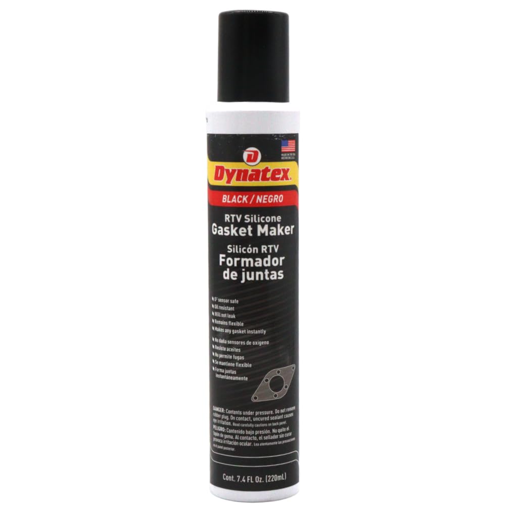 Dynatex 49271 Low Volatile RTV Silicone Gasket Maker, 0 to 500 Degree F, 8 oz Automatic Can, Black
